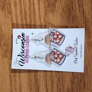 Wisconsin Supper Clubs Old Fashioned Earrings